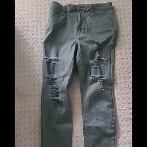 Army green high rise skinny jeans size 9
